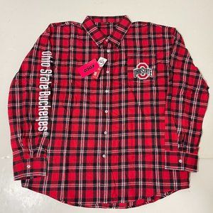 Ohio State Buckeyes FOCO Mens Flannel Plaid Long Sleeve Button Up Shirt Pocket